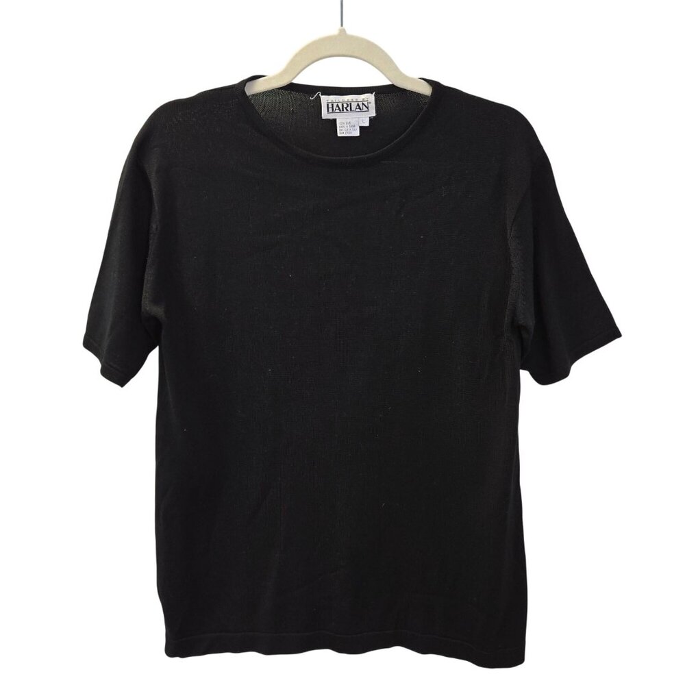 Harlan 100% Silk Short Sleeve Lighweight Knit Top Size Large